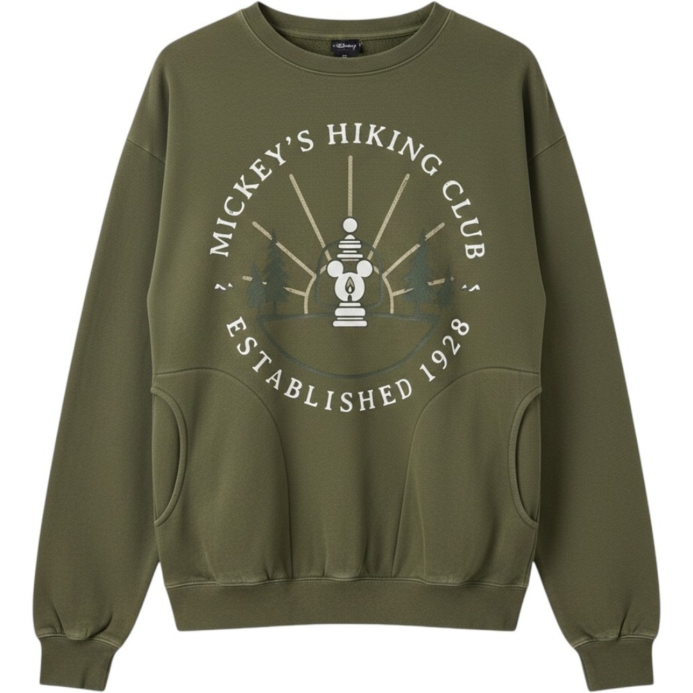 Disney Our Universe Mickey's Hiking Club Green Sweatshirt Womens Size L